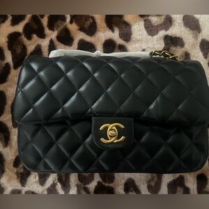 Not Org. Handbag purse black NEW chanel LV Gucci 10x7